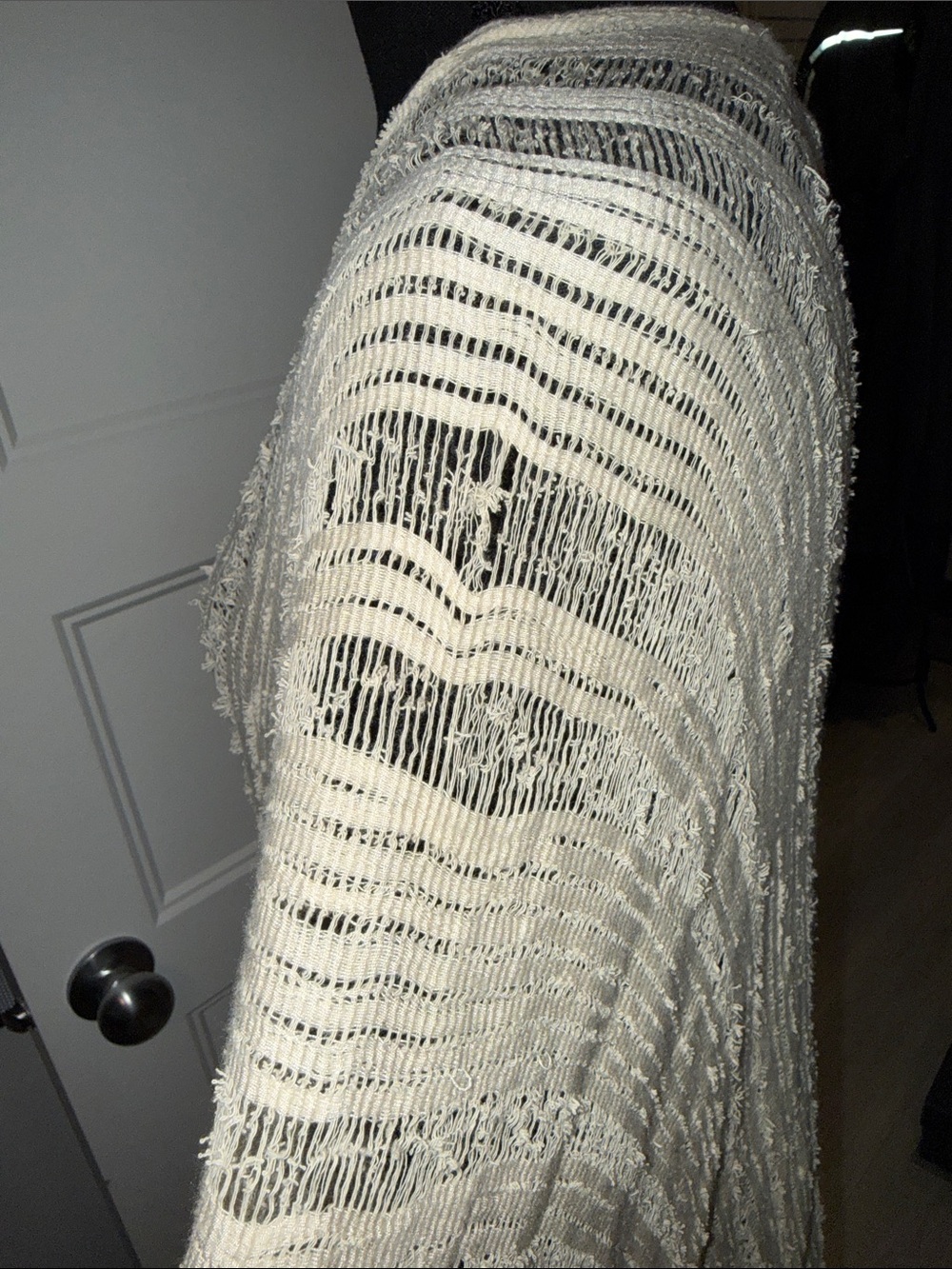 Vince Camuto Cream Open-Front Fringe Kimono Duster O/S - Picture 8 of 12